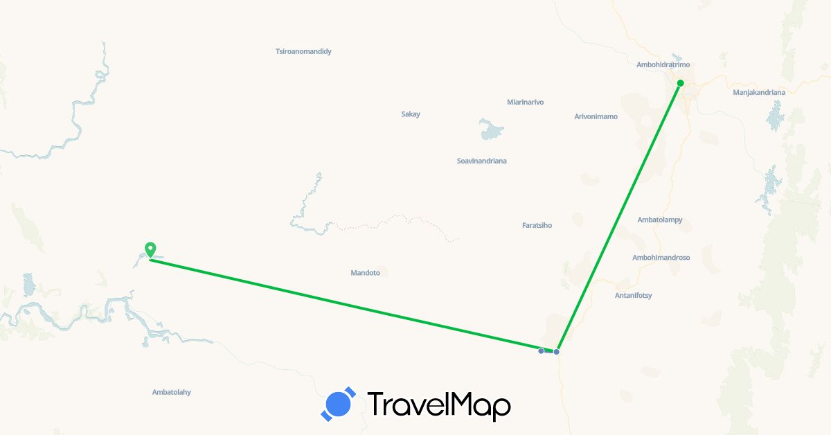 TravelMap itinerary: bus, plane, cycling in Madagascar (Africa)